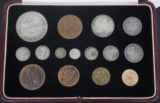 A 1937 specimen coin set, farthing to crown,